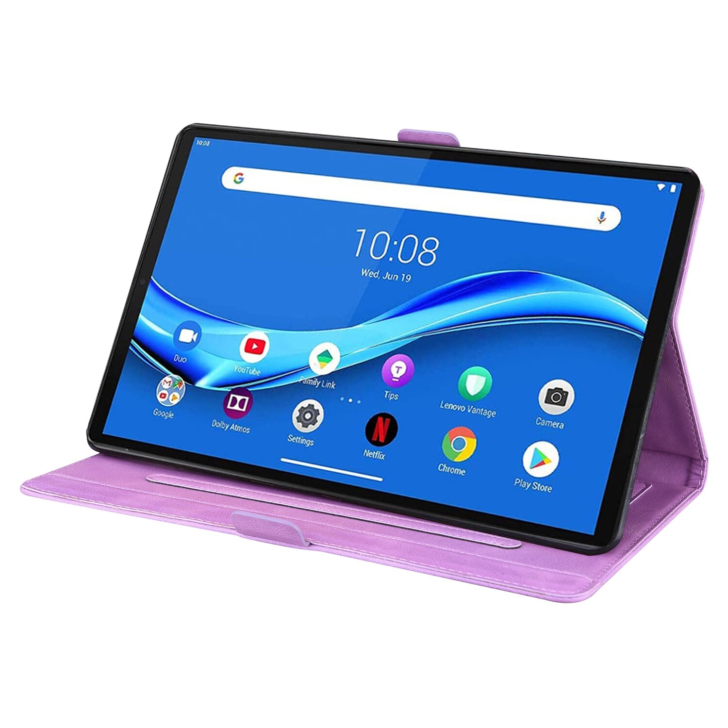 Husa tableta pentru Lenovo Tab M10 Plus TB-X606F TB-X606X, tip carte cu model cu fluturi, din piele PU, cu suport, violet