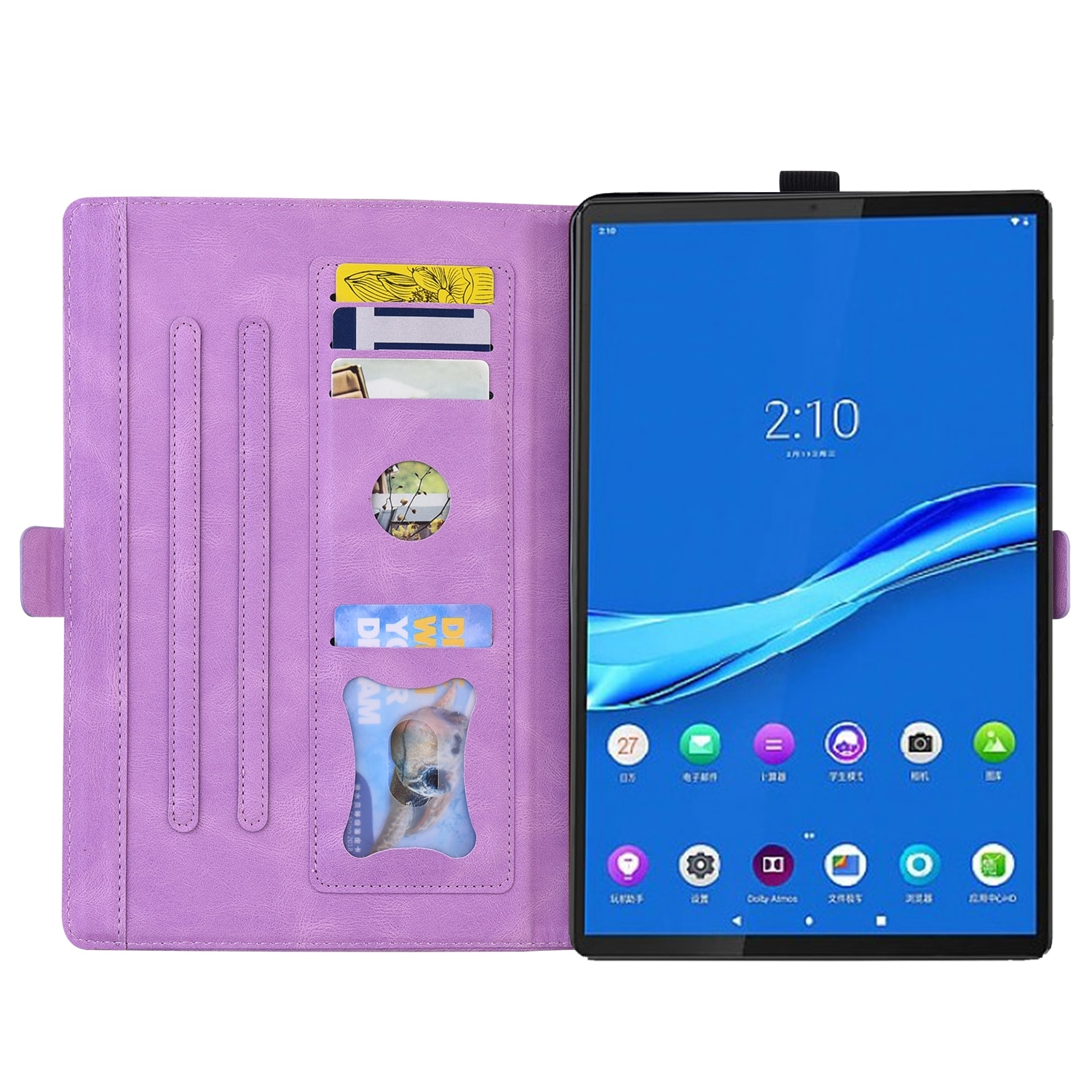 Husa tableta pentru Lenovo Tab M10 Plus TB-X606F TB-X606X, tip carte cu model cu fluturi, din piele PU, cu suport, violet