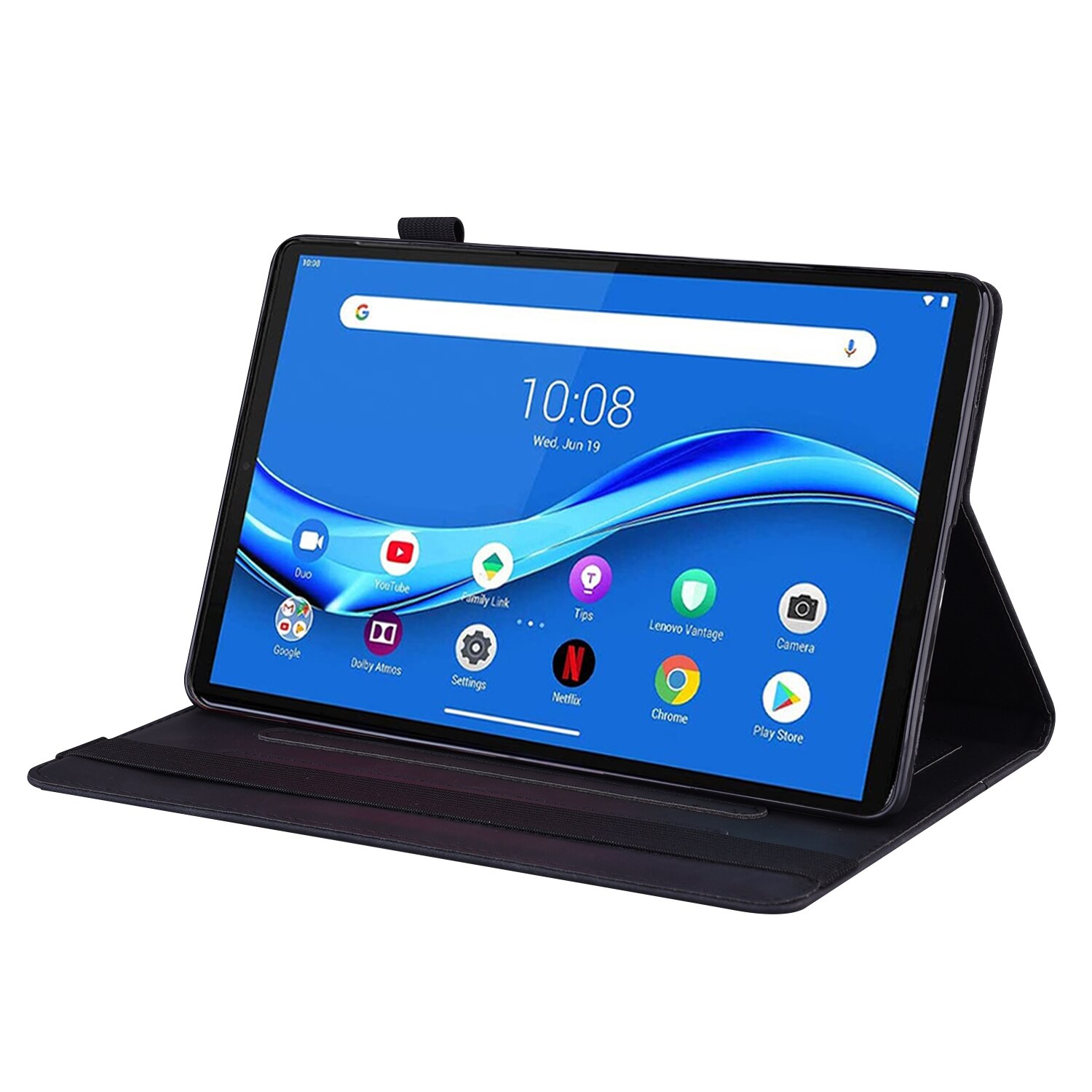 Husa tableta pentru Lenovo Tab M10 HD Gen 2 TB-X306F, din piele, tip carte cu suport si sloturi pentru carduri si poze si suport pentru pix(Negru)