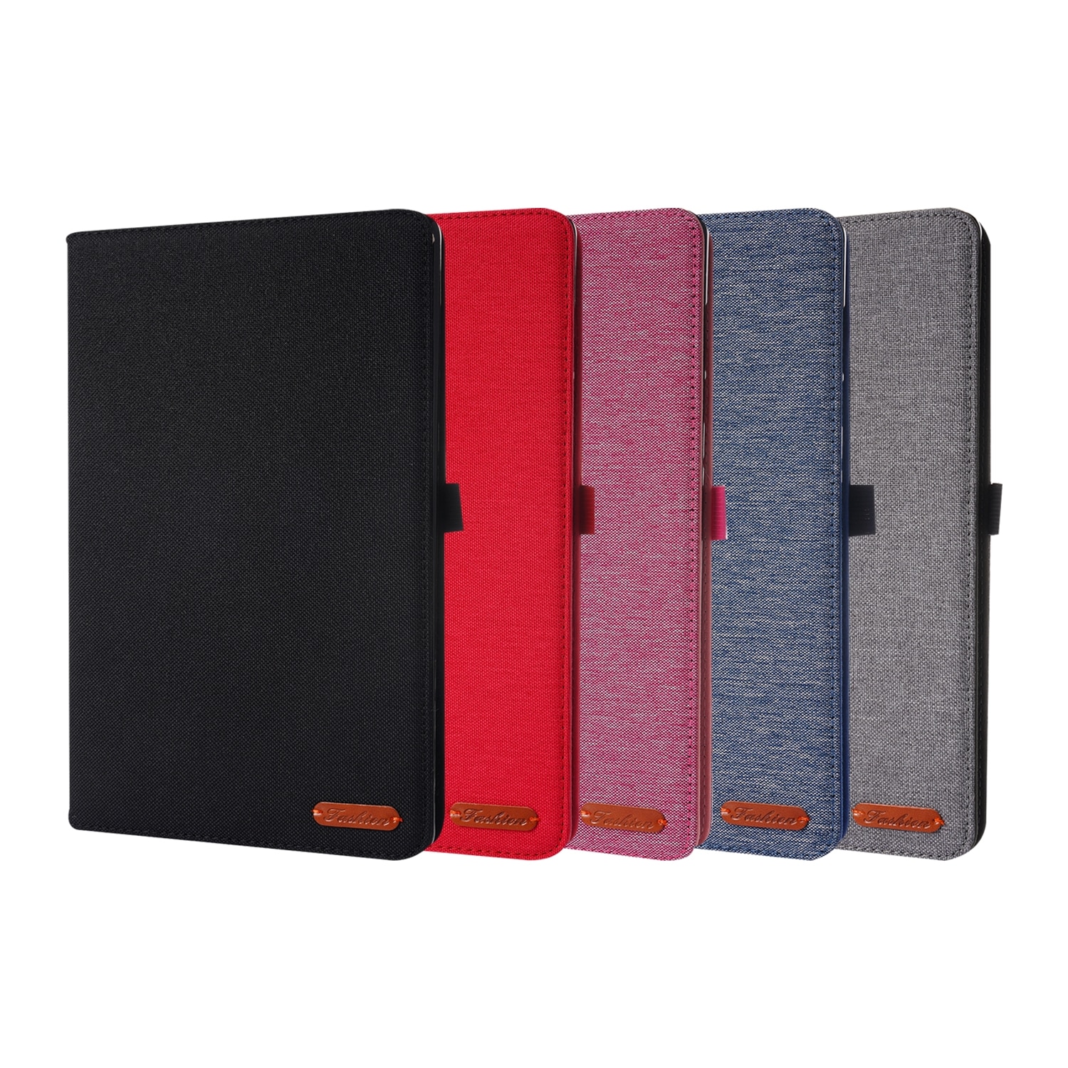 Husa tableta pentru Lenovo Tab K10 din material textil texturat, cu suport de tip carte, din piele TPU, culoare negru