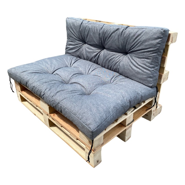 Set perne decorative pentru mobilier de gradina, gri, 120x80cm + 120x40cm, material waterproof