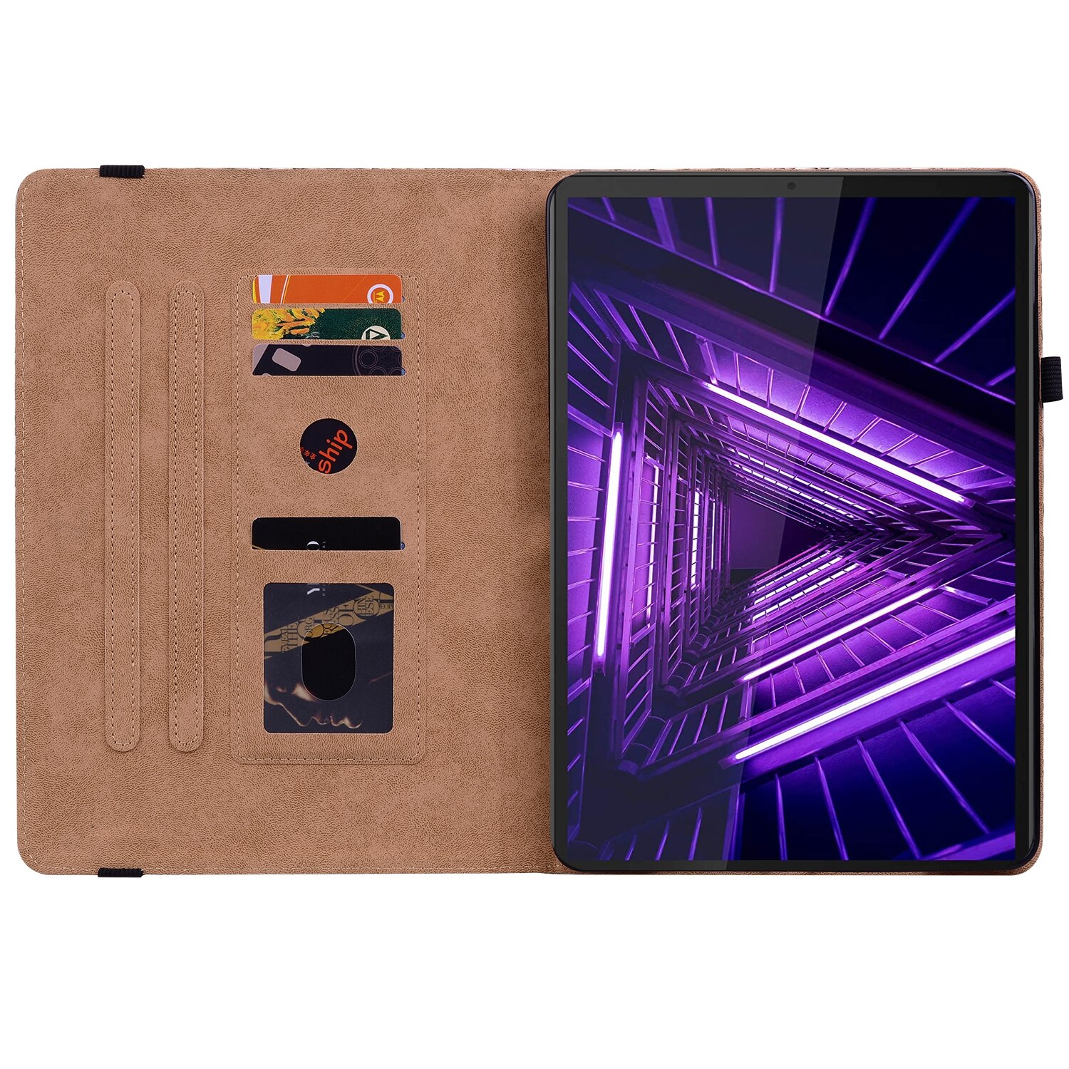 Husa tableta pentru Lenovo Tab K10, piele tesuta, tip carte cu suport, inchidere magnetica, protectie anti-zgarieturi, compatibil cu Lenovo Tab K10, curcubeu
