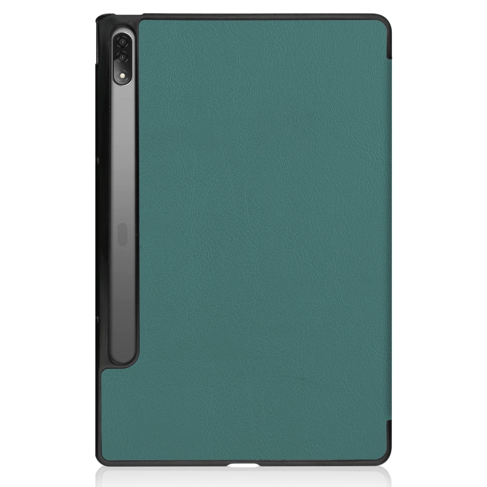 Husa tableta pentru Lenovo Tab P12 Pro 12.6, textura piele tip custers cu trei plieri, verde inchis