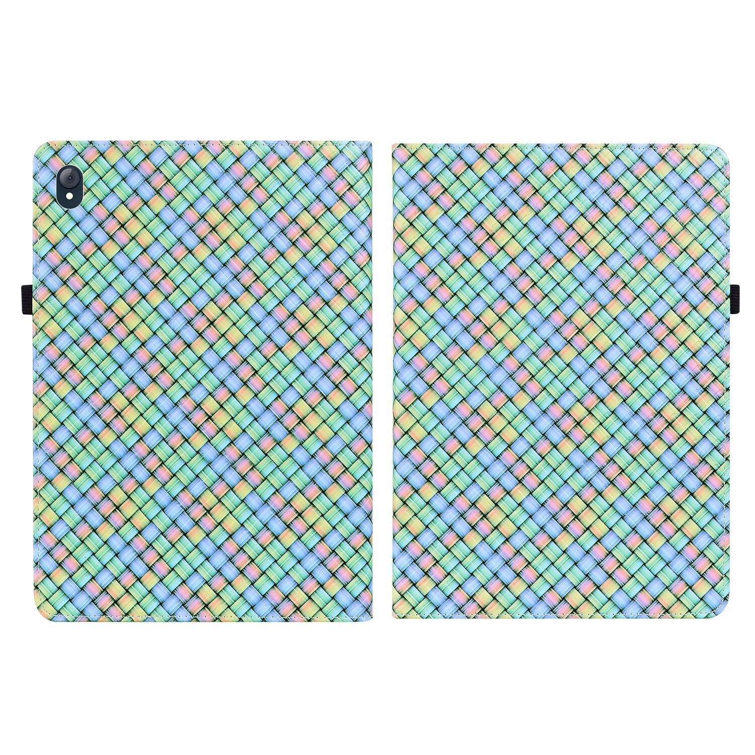 Husa tableta pentru Lenovo Tab K10, piele tesuta, tip carte cu suport, inchidere magnetica, protectie anti-zgarieturi, compatibil cu Lenovo Tab K10, curcubeu