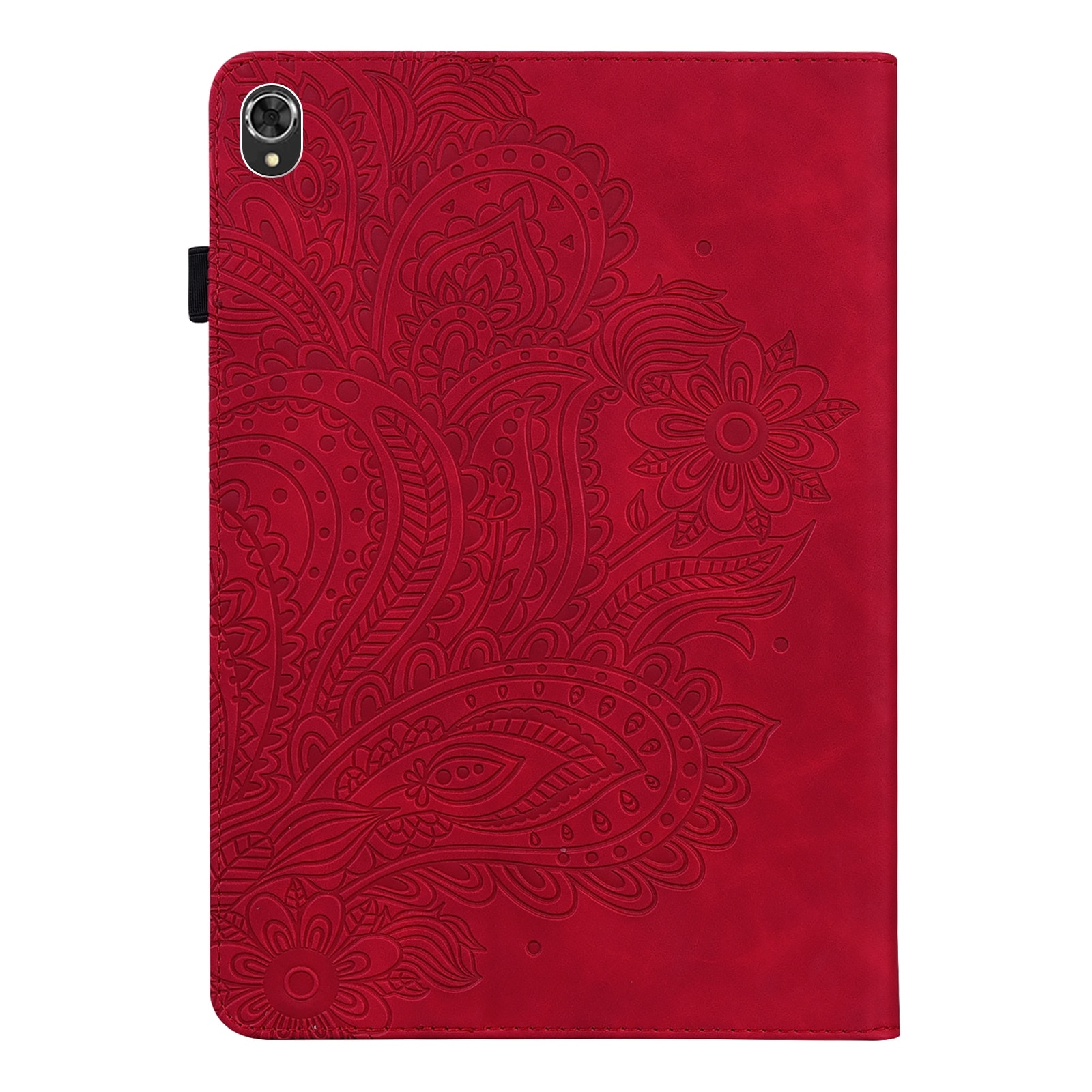 Husa tableta pentru Lenovo Tab K10 10.3 inch TB-X6C6F / TB-X6C6X & M10 Plus 10.3 inch TB-X606 / TB-X606F, cu textura de paun, TPU + piele PU, Rosu