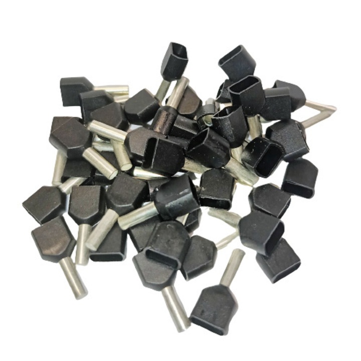 Szigetelt hüvelyek 2x1,5 mm, 8 mm, 100 darab, fekete