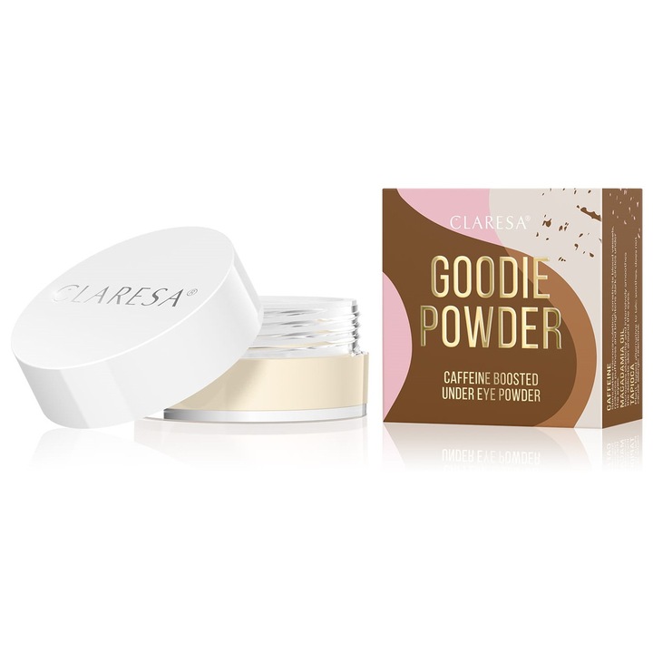 Claresa GOODIE POWER szempúder, 6 g, koffeinnel, matt hatású, átlátszó bézs árnyalatú