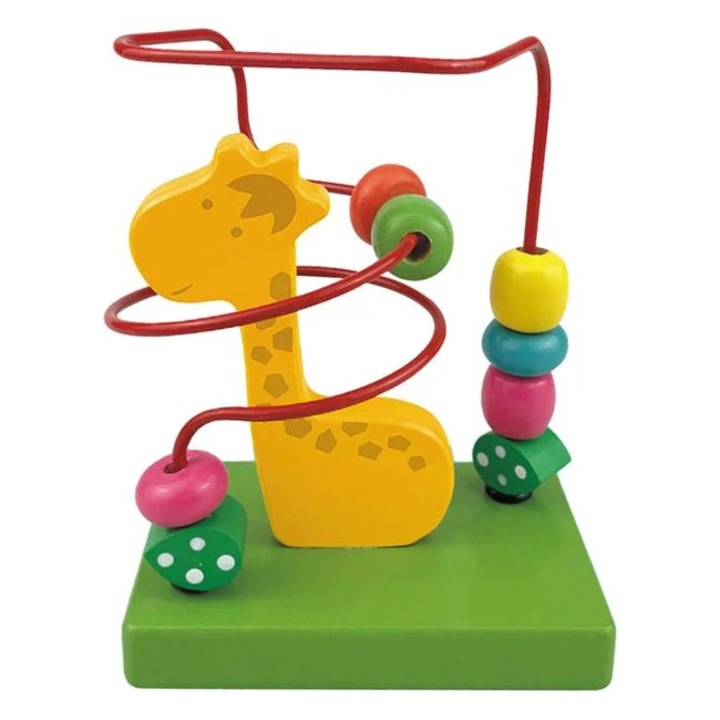 Jucarie Educativa din Lemn cu Bile & Girafa 9.8x6.5x13.5cm