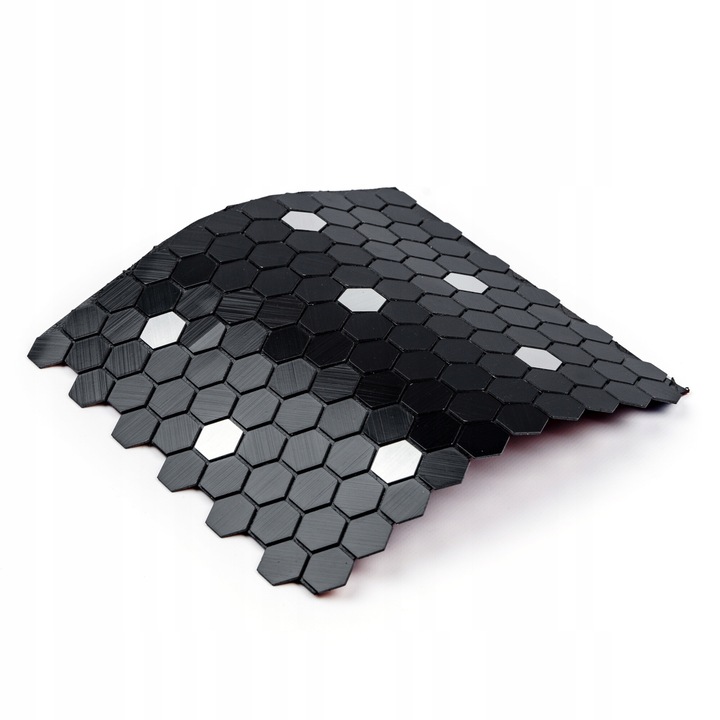 Placa decorativa autocolanta, STICKERWALL, 30x30cm, aluminiu, negru, mozaic