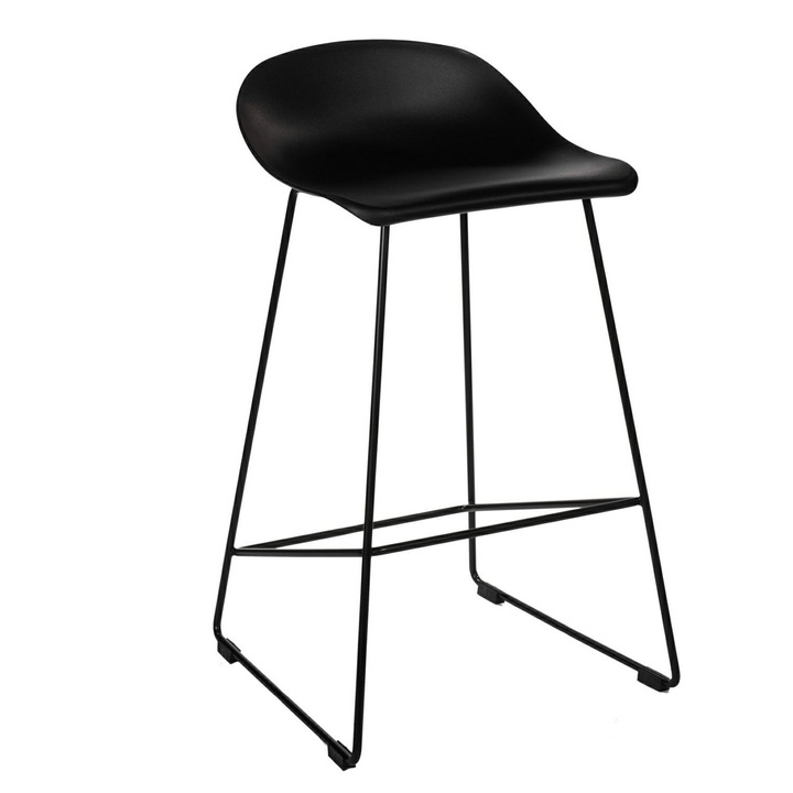 Scaun bar Molly, negru, 66cm, design modern, suport metalic