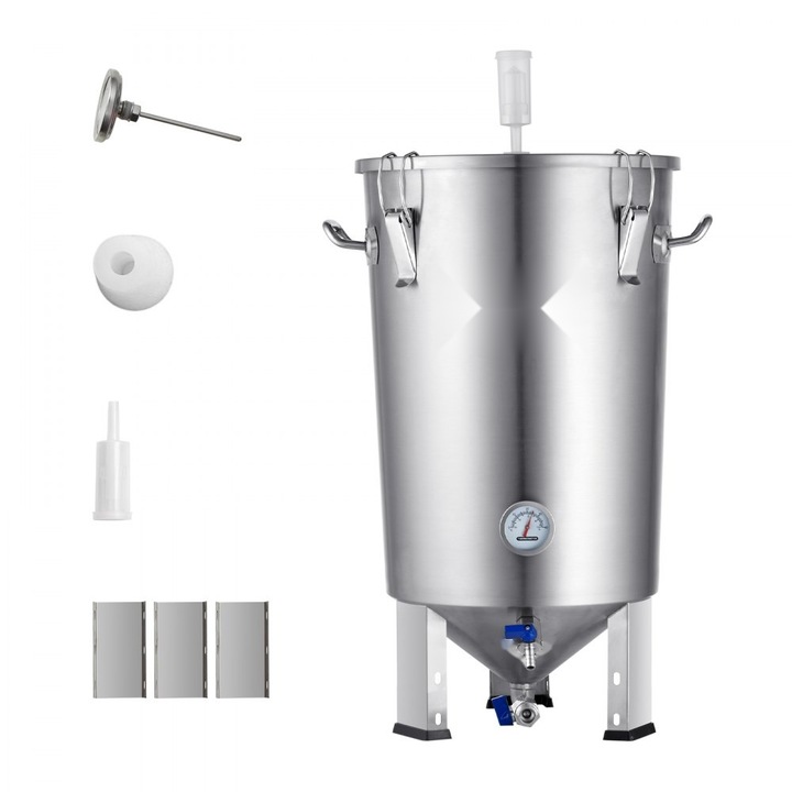 Бирена кана, 30 литра, неръждаема стомана, с термометър