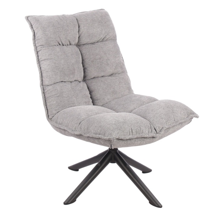 Fotoliu rotativ Aragon, tapitat, material textil, gri + negru, 1C