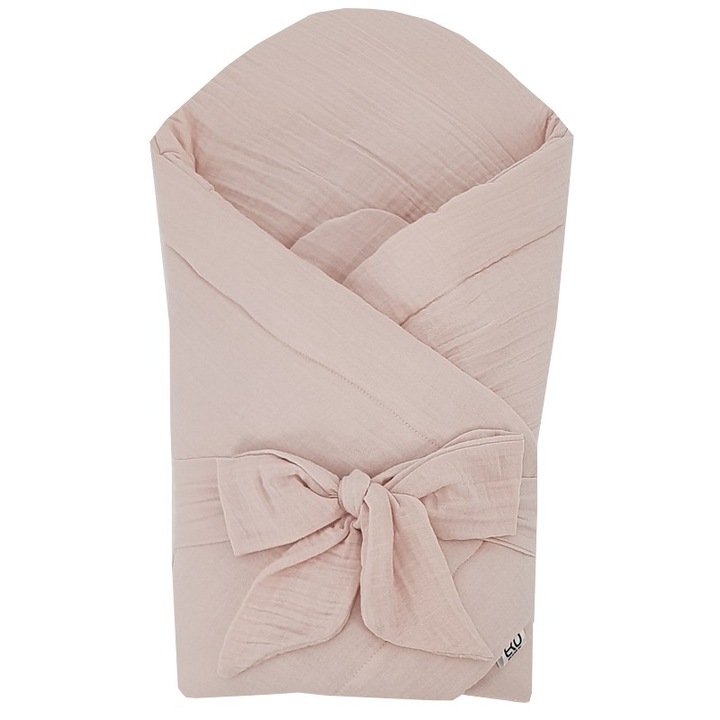 Paturica bebe Eko, muselina, roz, 100% bumbac 75 x 75 cm