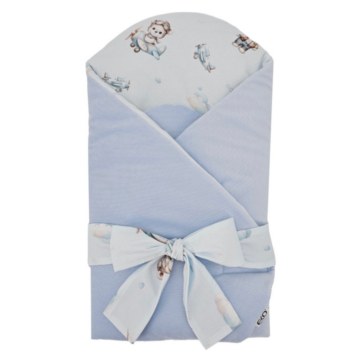 Еко пелени, с кокосова вложка, кадифе/памук, светлосиньо с щампа