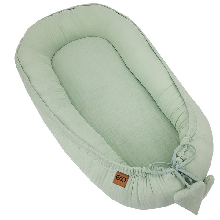 Cosulet pentru bebelusi Eko, bumbac, umplutura antialergica, culoare verde menta 90 x 60 cm
