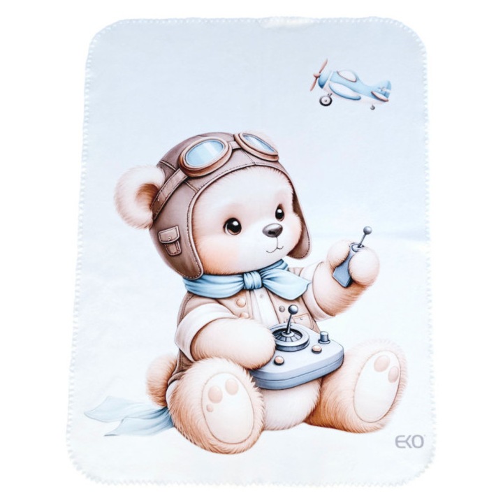 Еко бебешко одеяло, модел BEAR MODELER, полиестер, многоцветно, 80x100см