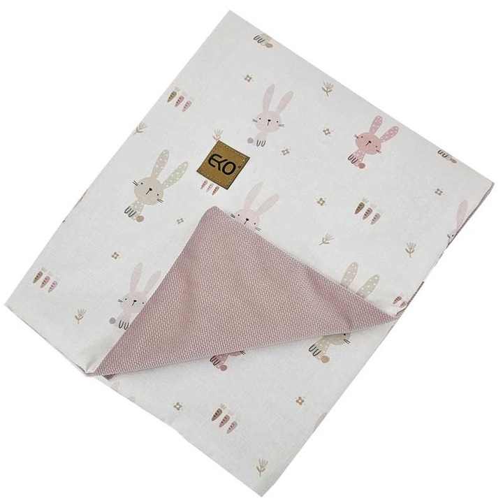 Еко образователно одеяло за деца, розов анимационен мотив, кадифе/полиестер