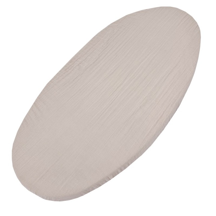 Cearceaf din muselina cu elastic Eko 40x80cm, 100% bumbac, bej