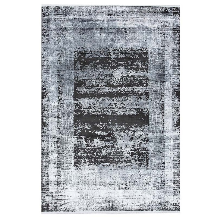 Babil BX09B Luxus Szőnyeg, Fekete/Szürke – Elegáns Design, 45% Akril / 55% Viszkóz, 120x180 cm