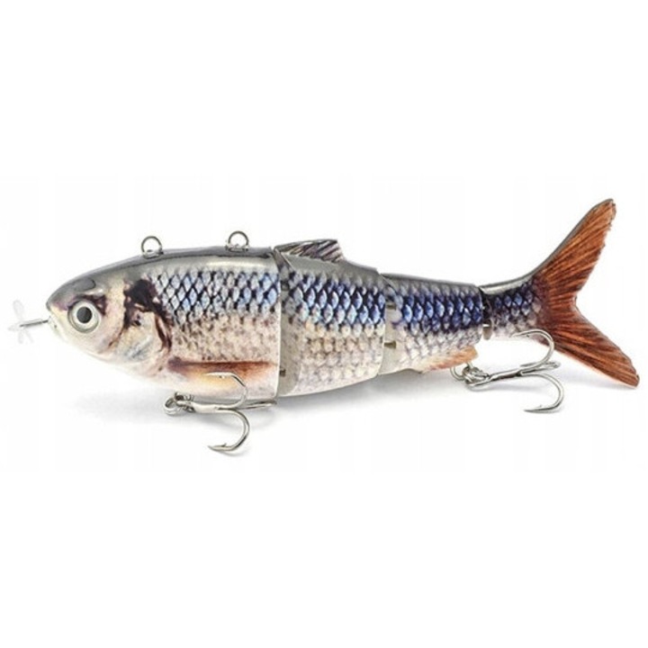 Momeala electrica de pescuit, cu LED, 13cm, alimentare USB, miscare naturala, rezistenta