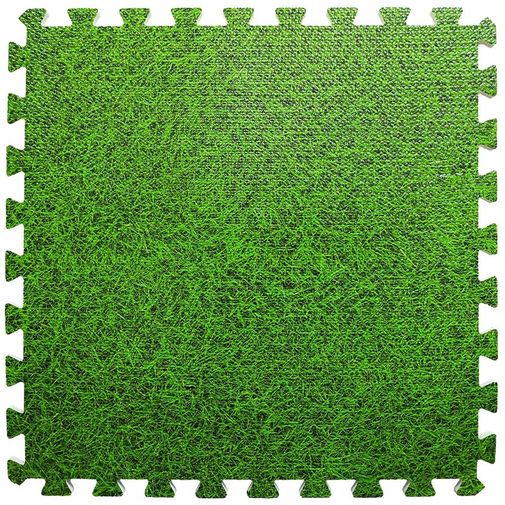 Covor decorativ, STICKERWALL, puzzle, 60x60x1cm, imitatie iarba, verde