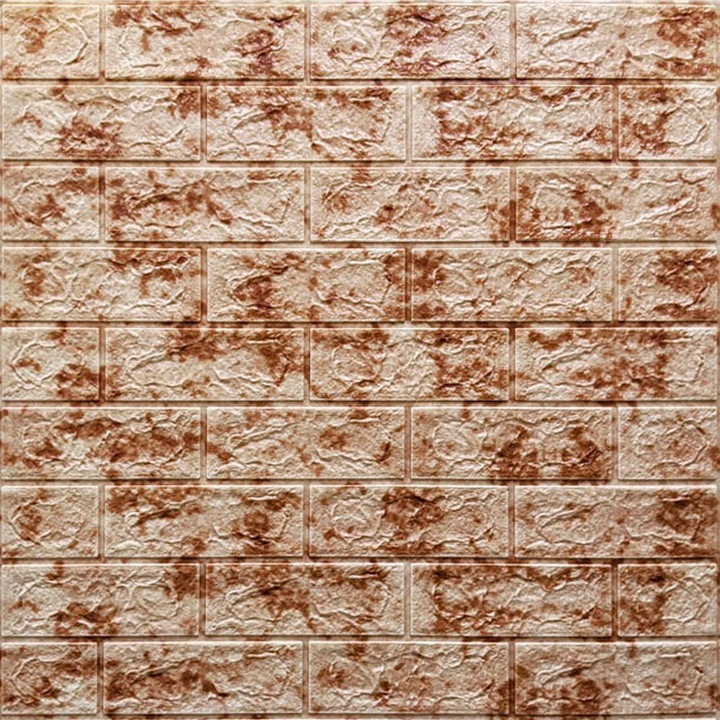Panou decorativ 3D, STICKER WALL, spuma, rosu marmorat, 70x77x0,5cm