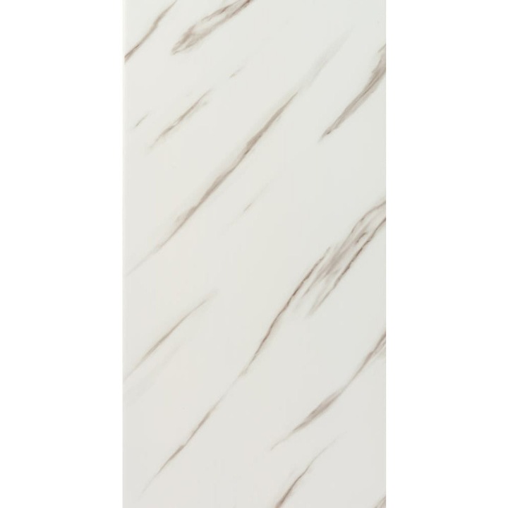 Placa decorativa autocolanta, STICKERWALL, 60x30 cm, alb marmura, rezistenta la apa, montaj rapid