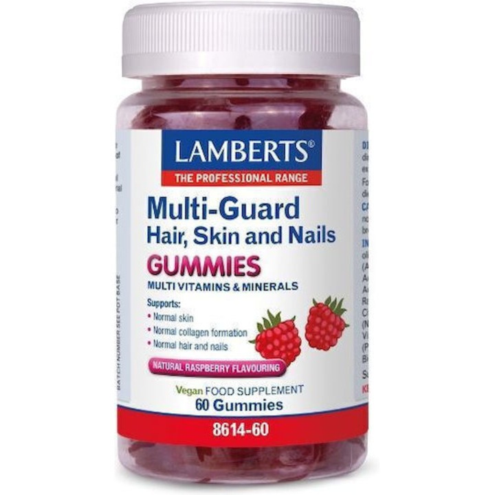 Supliment alimentar pentru par, LAMBERTS Multi-Guard Hair Skin & Nails, 60 gummies, cu biotina, fara zahar