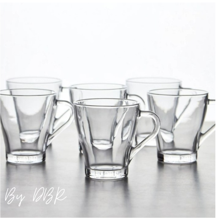 Комплект от 6 чаши за кафе Fiore, прозрачно стъкло, 280 мл, чаша за капучино от DBR, 10x8 см