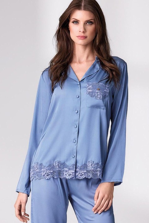 Pijamale pentru femei LORMAR 1816, Satin, albastru, S