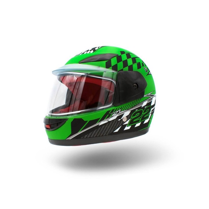 Casca moto copii integrala, marime YS, culoare negru/verde