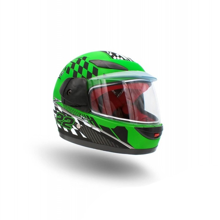 Casca moto copii integrala, marime YL, culoare negru/verde