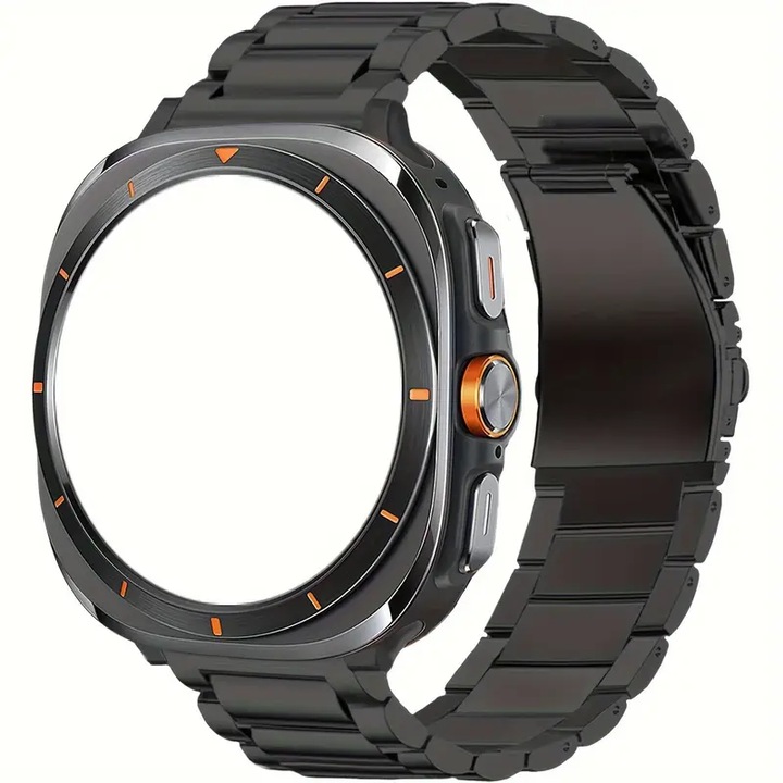 Rozsdamentes acél szíj, Samsung Galaxy Watch Ultra 47mm okosórával kompatibilis, fekete
