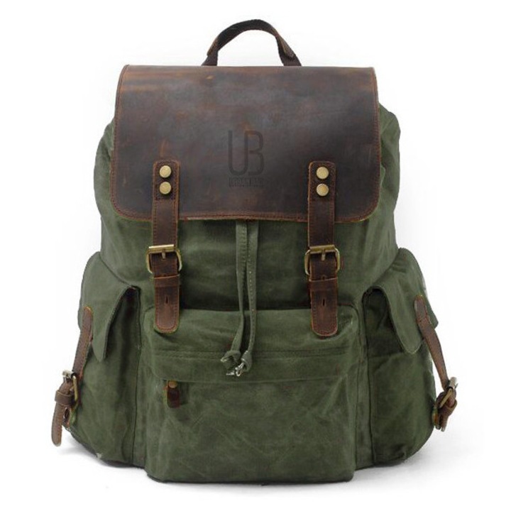 Rucsac barbatesc URBAN BAG Mantova Verde din piele naturala si material textil