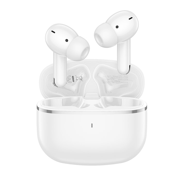Безжични слушалки Borofone BW71 Soleil TWS, Bluetooth 5.4, 20 часа живот на батерията, Hi-Fi звук, леки, удобни, сензорно управление, бели