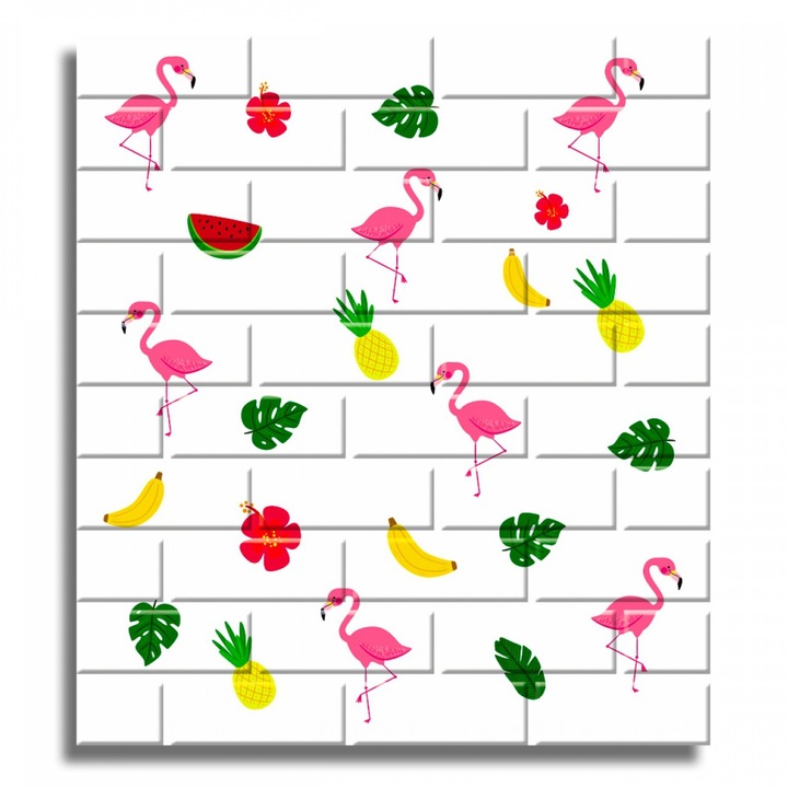 Tapet spuma 3D, autoadeziv, model flamingo, D3560, 77 x 70 cm