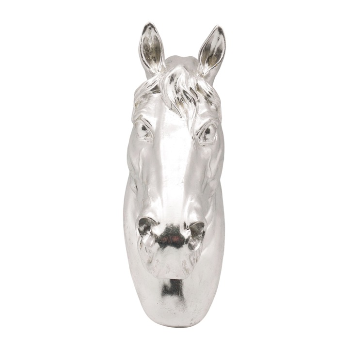 Bust decorativ cap de cal, finisaj argintiu, 29, 5x12, 5x20, 7 cm