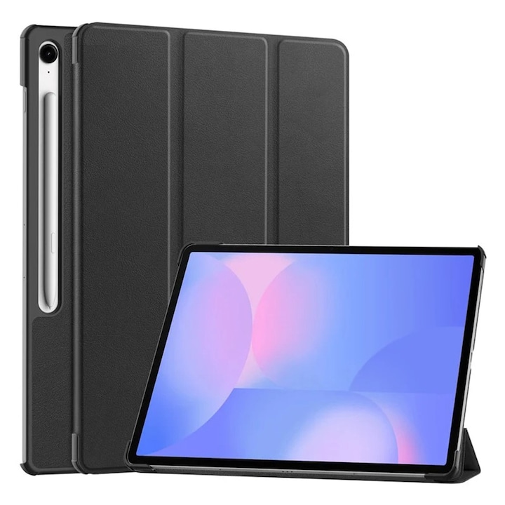 Husă pentru tabletă, neagră, 360° protecție, design modern, Samsung Galaxy Tab S10 FE Plus
