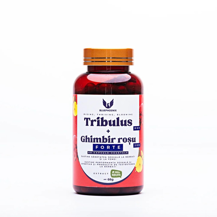 Capsule Tribulus Terrestris 800 si Ghimbir Rosu 200, Blue Phoenix, 1000 mg