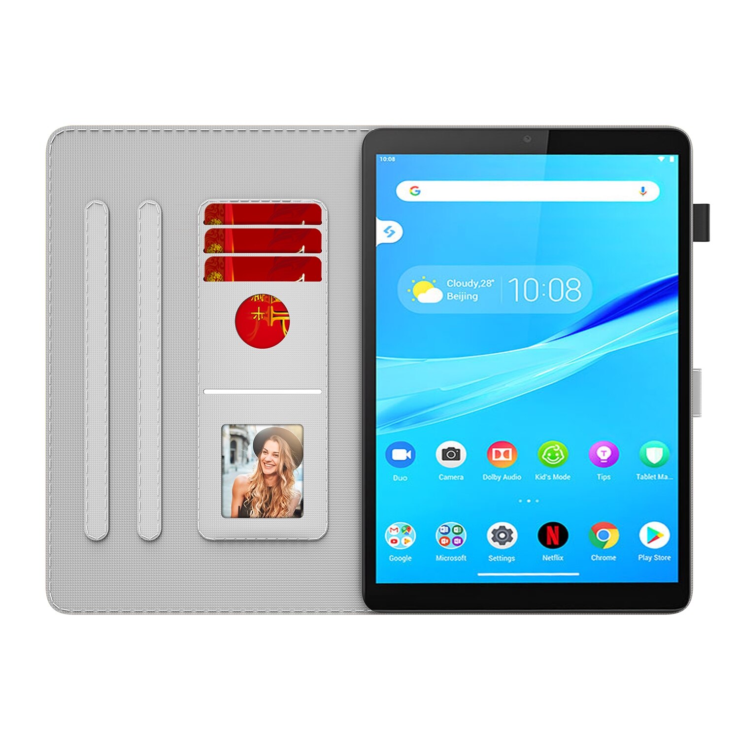 Husa tableta pentru Lenovo Tab M8(HD)TB-8505F 8505X / M8(FHD) 8.0 Vine cu un Model cu Acuarele, Piele PU cu Textura de Pieliceala, Inchidere Magnetica, Verde