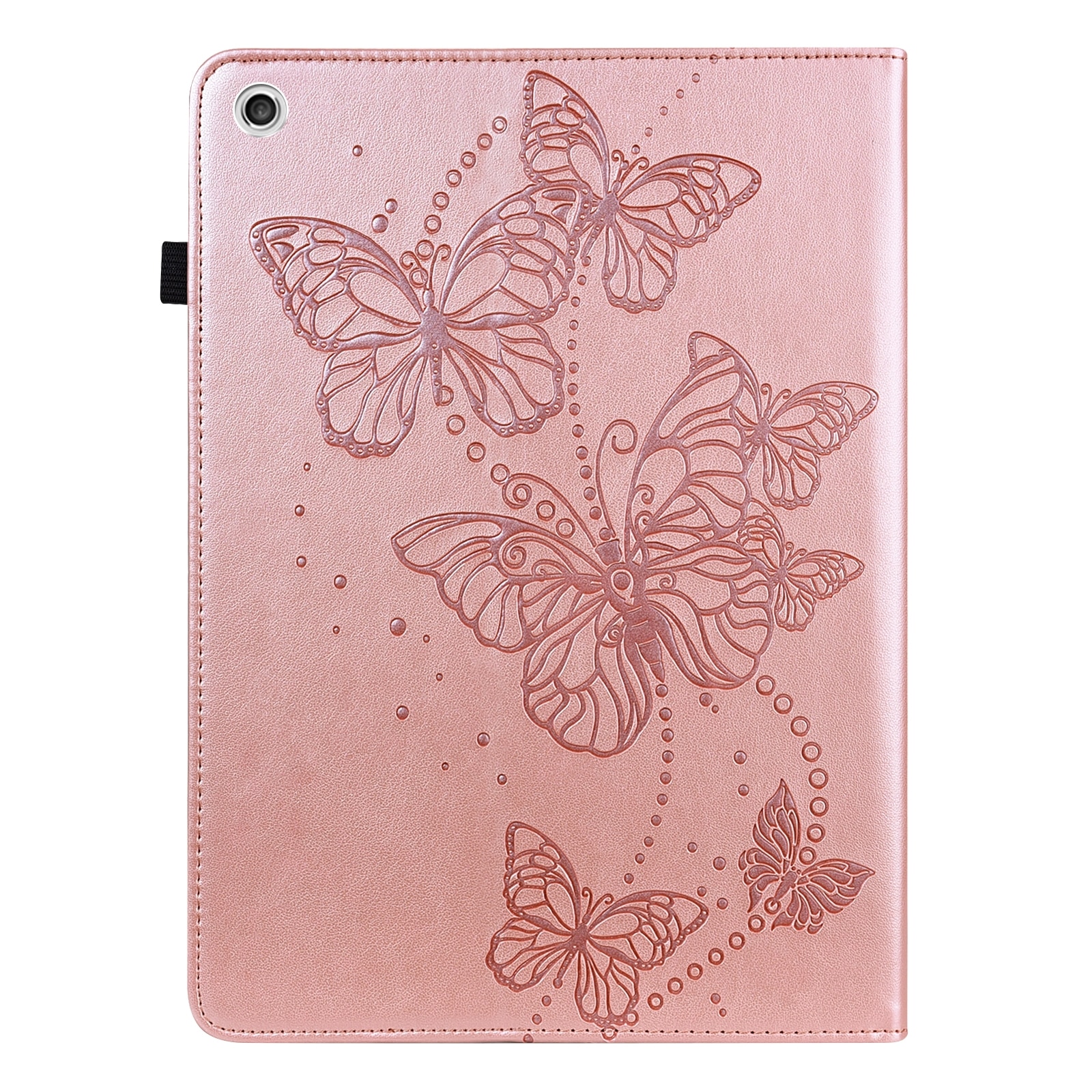 Husa tableta pentru Lenovo Tab M10 TB-X505L / TB-X505F / TB-X605L / TB-X605F & P10 TB-X705F / TB-X705L, tip carte cu model de fluture in relief, din piele, roz