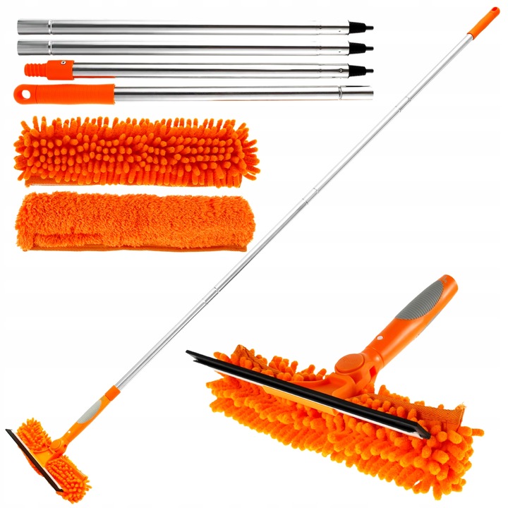 Mop telescopic pentru feronerie, 1,8m, microfibra si cauciuc, set 3 bucati