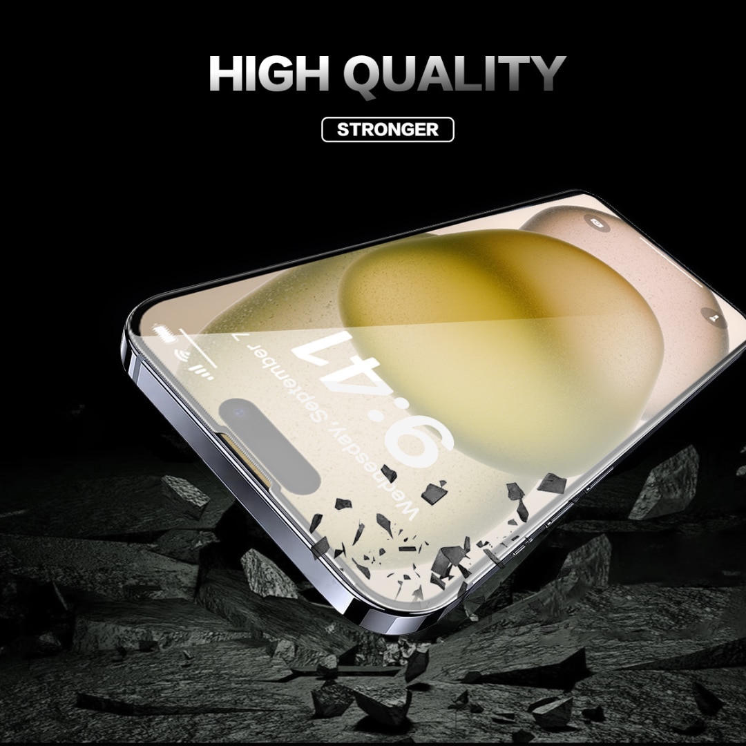 Folie de Protectie Transparenta HD Compatibila cu iPhone 16, Sticla Premium HD cu Carcasa pentru Aplicare Automata, Elimina Bule si urme de Praf, Hidrofoba, Full Cover, 0.3mm, Anti-Amprente, Dust Removal