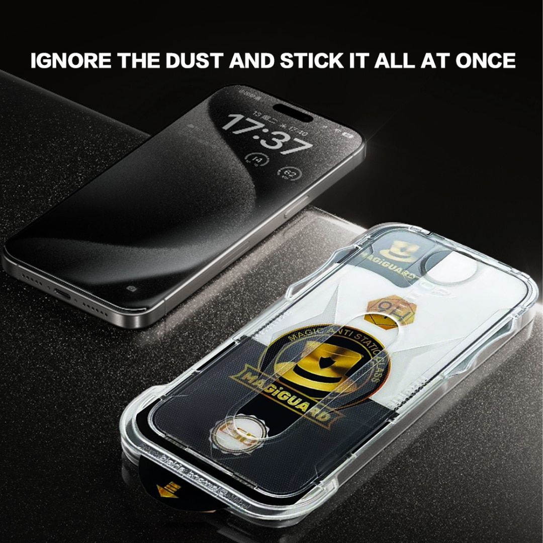 Folie de Protectie Transparenta HD Compatibila cu iPhone 16, Sticla Premium HD cu Carcasa pentru Aplicare Automata, Elimina Bule si urme de Praf, Hidrofoba, Full Cover, 0.3mm, Anti-Amprente, Dust Removal