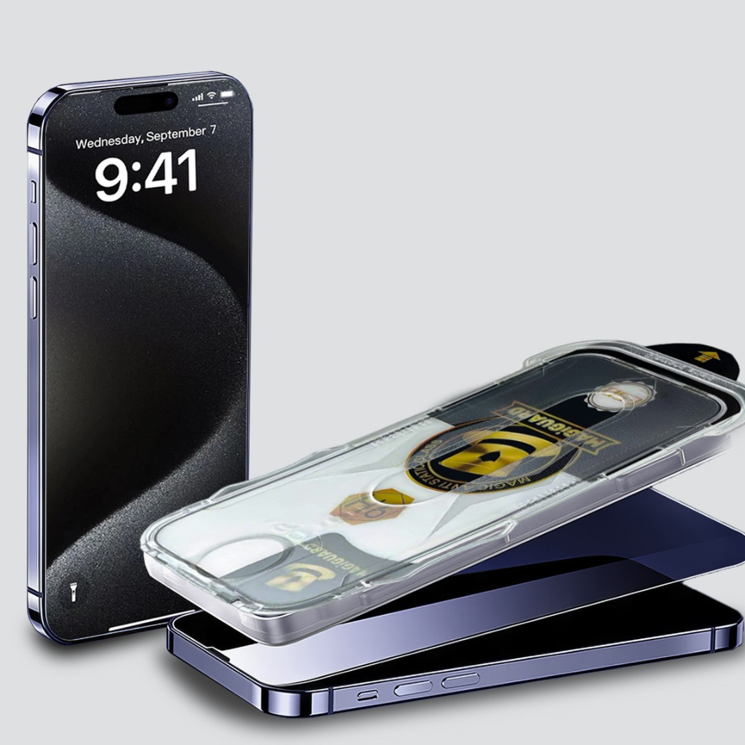 Folie de Protectie Transparenta HD Compatibila cu iPhone 16, Sticla Premium HD cu Carcasa pentru Aplicare Automata, Elimina Bule si urme de Praf, Hidrofoba, Full Cover, 0.3mm, Anti-Amprente, Dust Removal