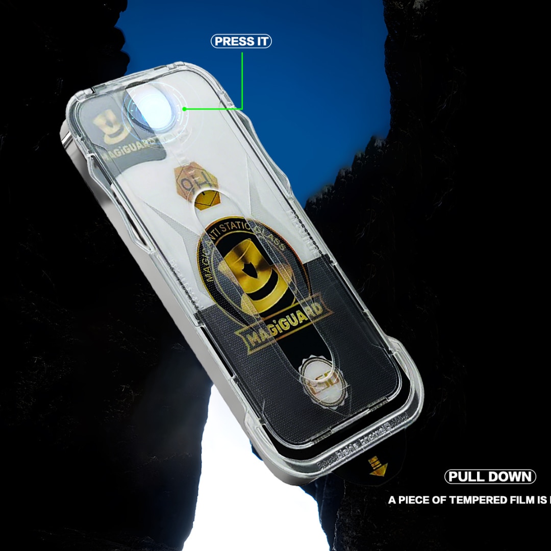 Folie de Protectie Transparenta HD Compatibila cu iPhone 16, Sticla Premium HD cu Carcasa pentru Aplicare Automata, Elimina Bule si urme de Praf, Hidrofoba, Full Cover, 0.3mm, Anti-Amprente, Dust Removal