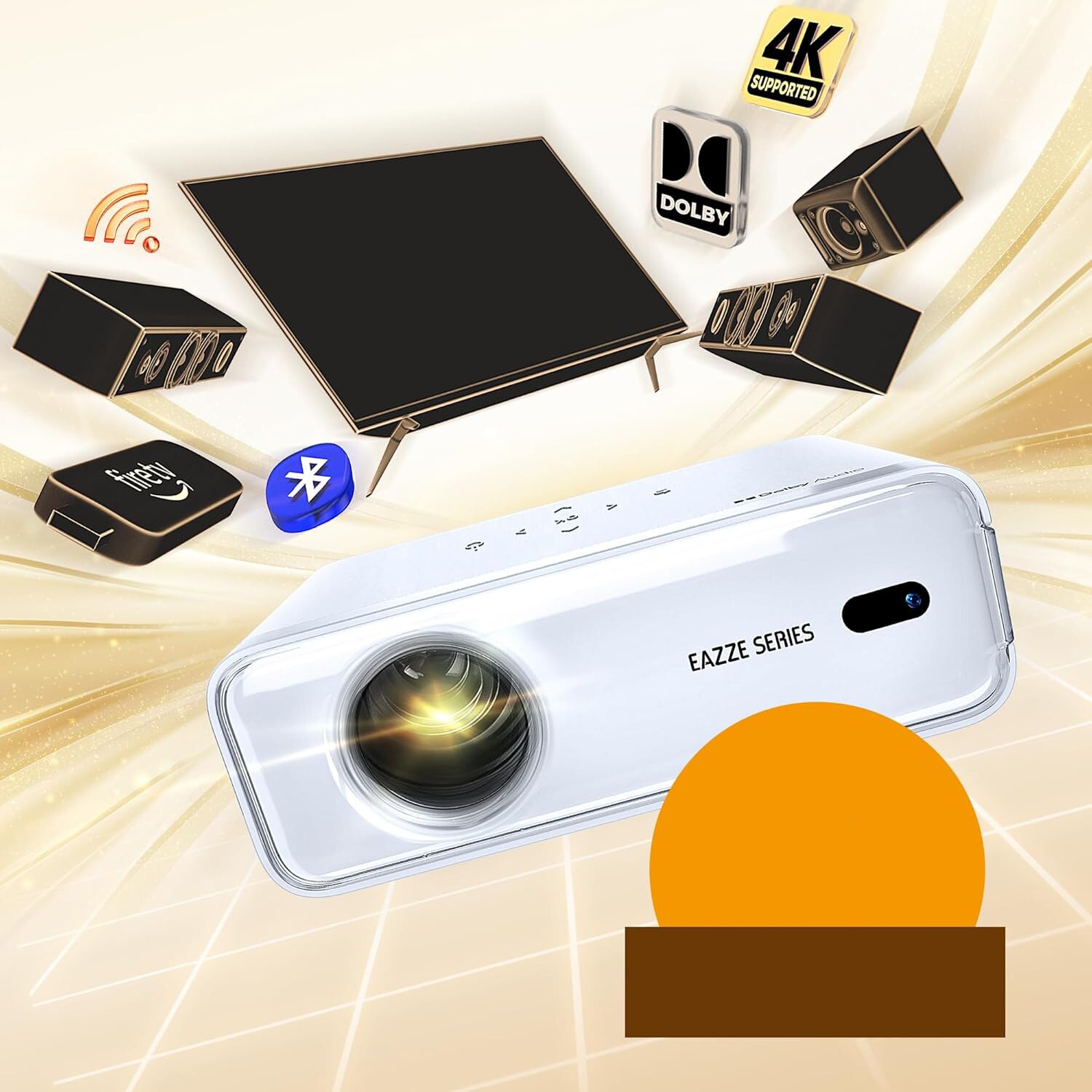 Videoproiector Aurzen D1, Full HD 1080P, 4K, Dolby Audio, 200 inch