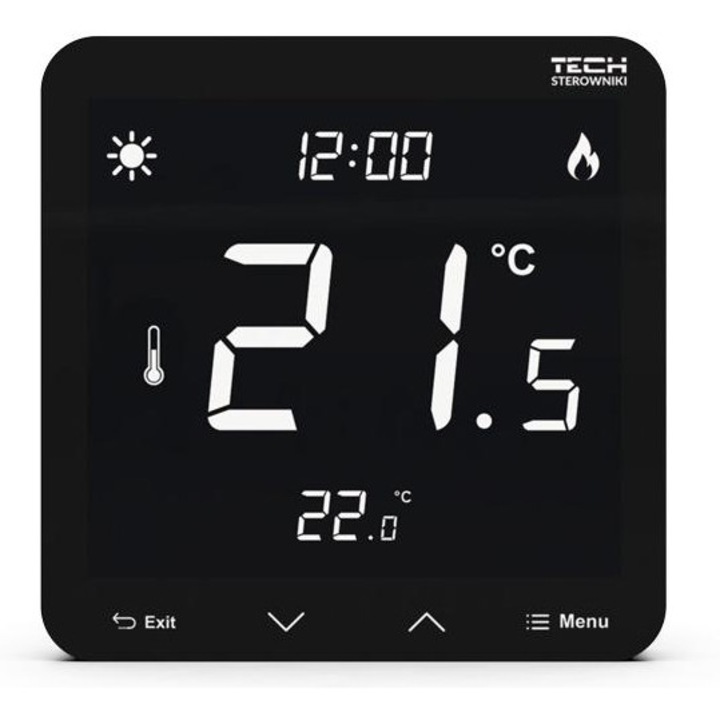 Regulator de temperatura subteran, TECH Sterowniki, ST-297z v3, negru, pentru incalzire