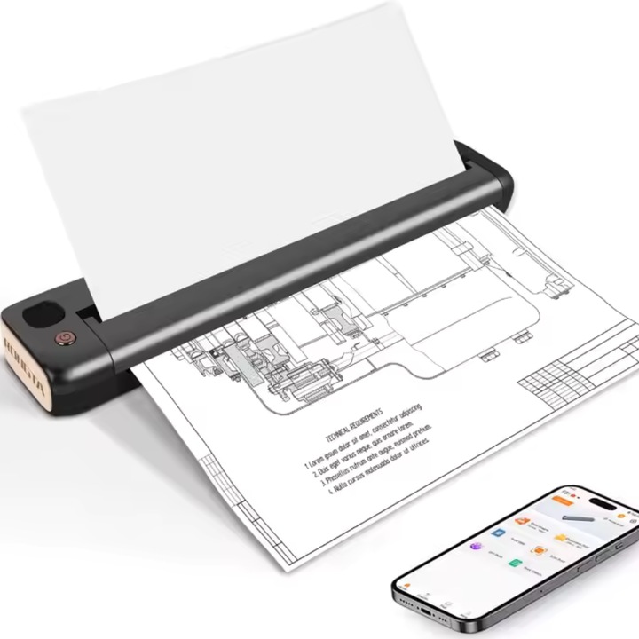 Imprimanta Termica Portabila A4, Imprimanta Termica pentru Tatuaje, Ultra Compacta, Conectivitate Bluetooth si WiFi, Rezolutie HD, Imprimare Fara Cerneala, Compatibila Android, iOS, Windows, Telefon, Imprima oriunde