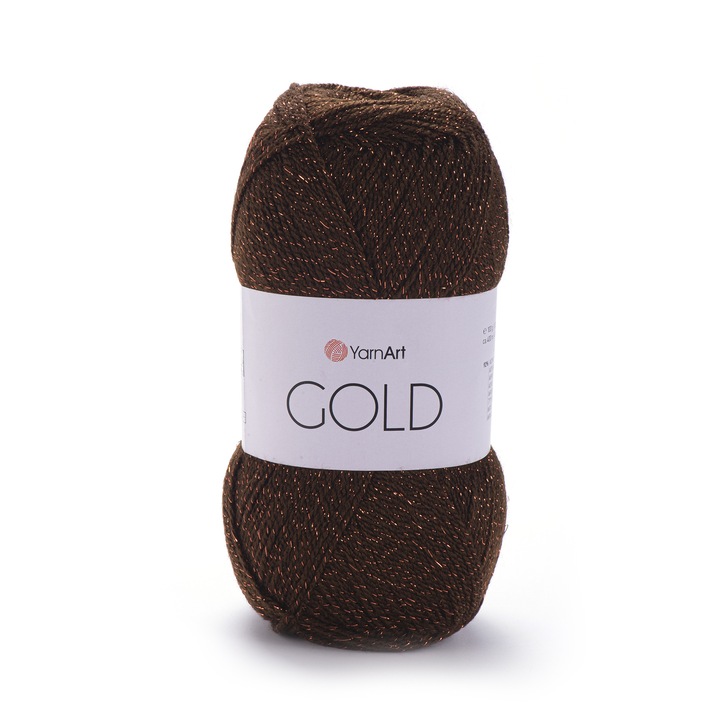 Fir textil Yarn Art Gold 9032, pentru tricotat si crosetat, acril, maro, 400m